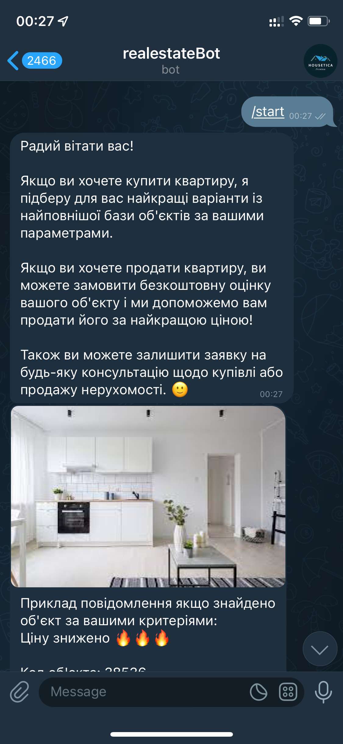 telegram bot for realestate, телеграм бот для агенства нерухомості
